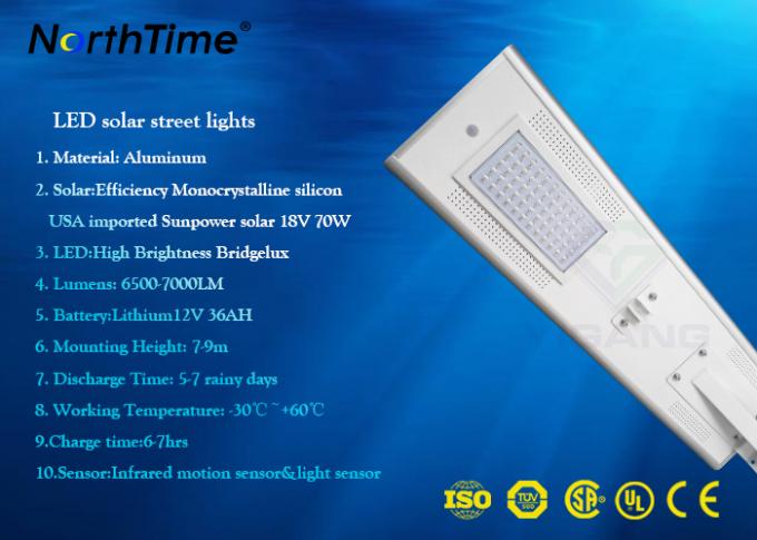 Energy Saving 60 Watt LED Street Light Solar Built - In Light Sensor 3 Years Warranty