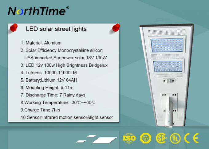Solar Integrated Street Light LED / Solar Powered Road Lights Last 4 Rainy Days