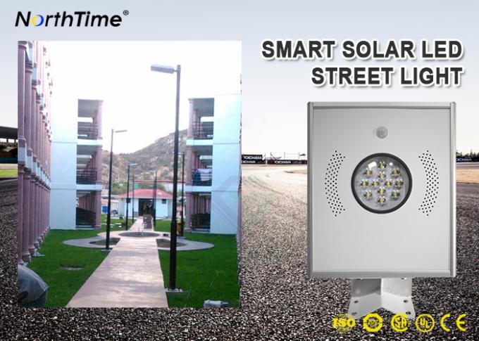 12W All in One Dimmable Solar Street Lights With Lithium Battery & Bridgelux LED Chips