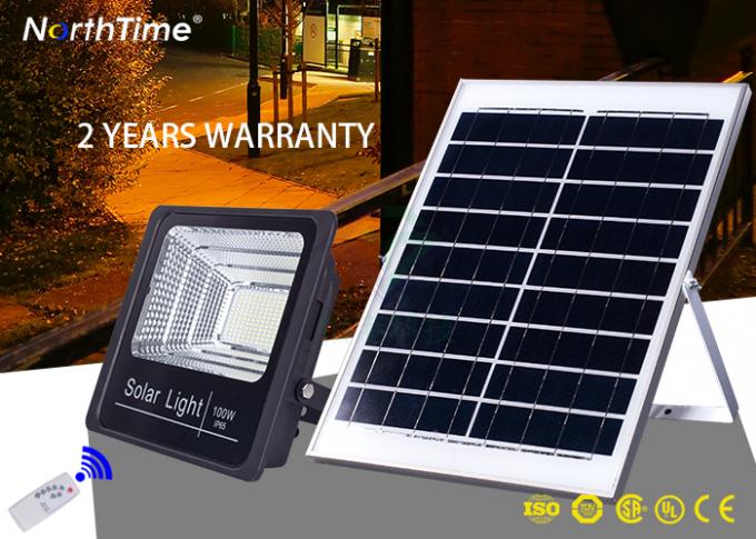 Energy Saving 100 W Solar LED Garden Lights / Ip65 Outdoor Solar Flood Lamp With Remote Control