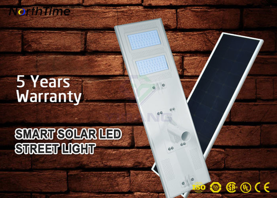 China 100W IP65 Integrated Solar Street Light With Bridgelux LED Chips Lithium Battery supplier