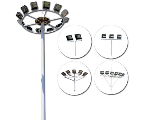 400w Led Solar Street Light high pole Factory area 12 lamp heads 25 meters lift type high pole lamp